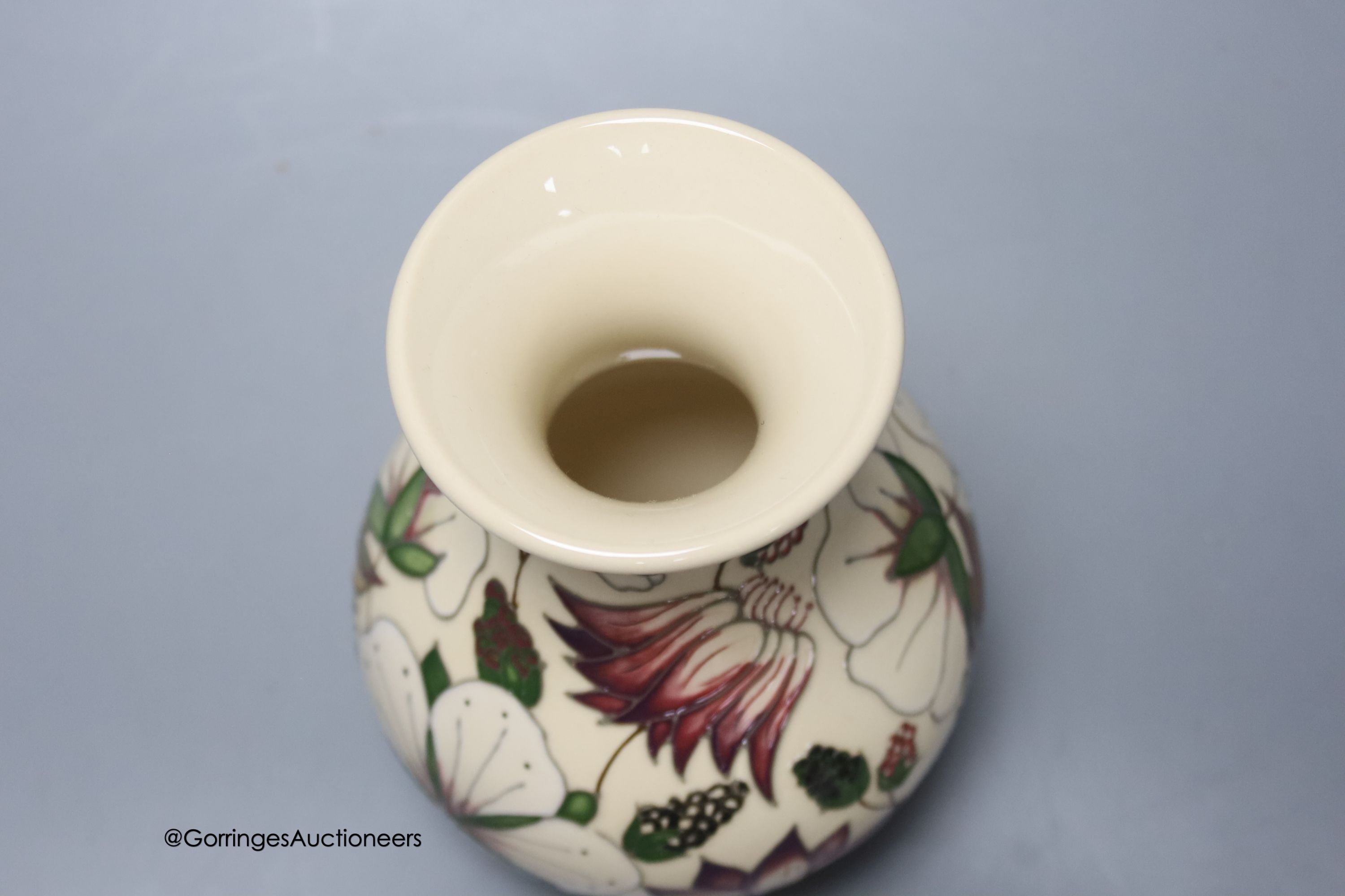 A Moorcroft vase in the Bramble Revisited design by Alicia Amison, shape M1/6, height 15cm